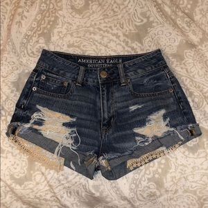 Lace ripped American eagle jean shorts